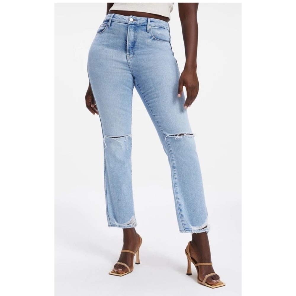 Good American Women's Light Blue Distressed Jeans